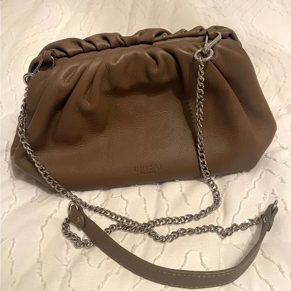 Genuine Leather Brown Crossbody Dumpling Bag - Picture 5 of 14